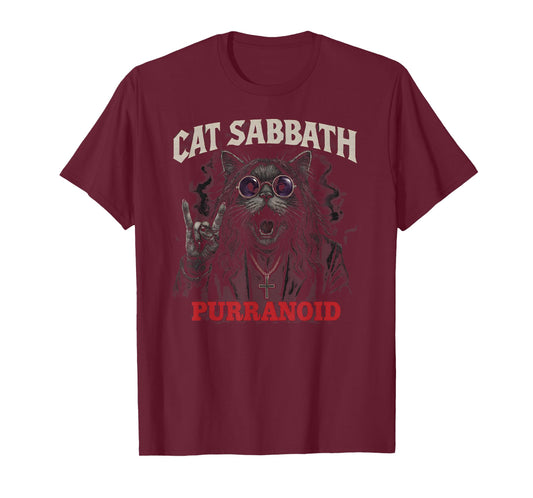 Cat Sabbath Purranoid - Funny Rock Cat T-Shirt