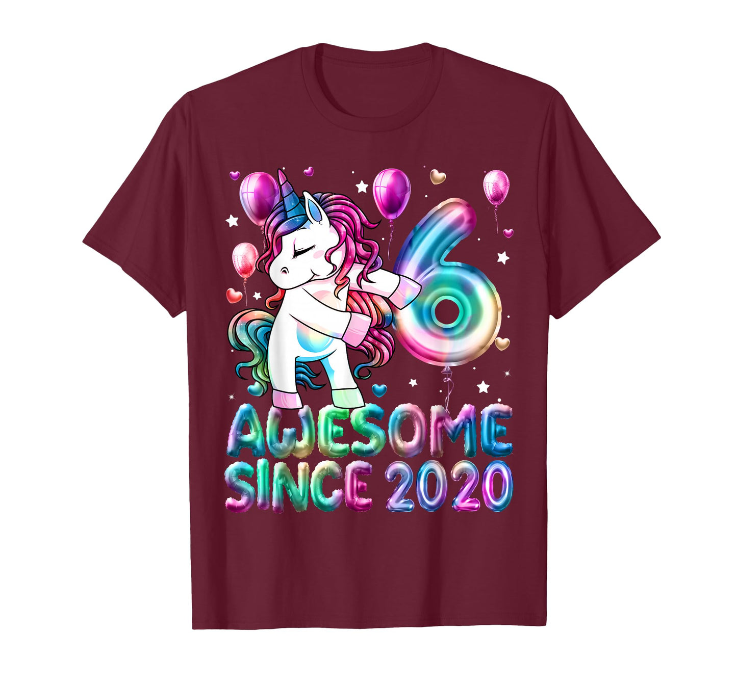 6 Year Old Girl Awesome Since 2020 Unicorn 6th Birthday Girl T-Shirt