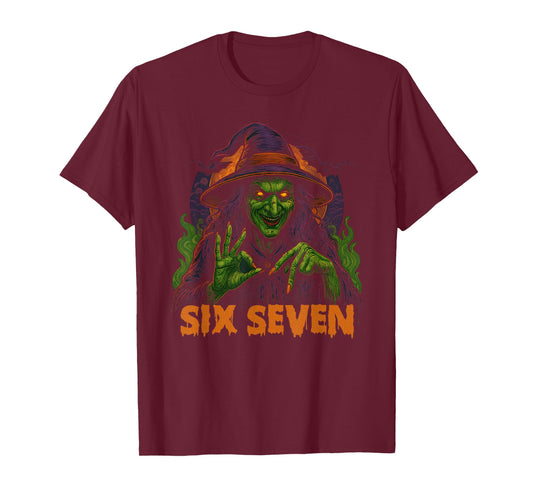 Six Seven 67 Meme Halloween Witch 6 7 T-Shirt