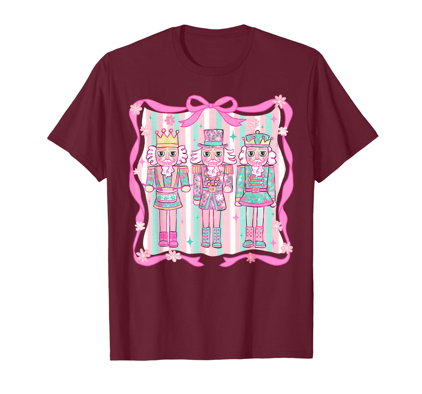 Nutcracker Coquette Pink Bow Xmas Holiday Merry Christmas T-Shirt