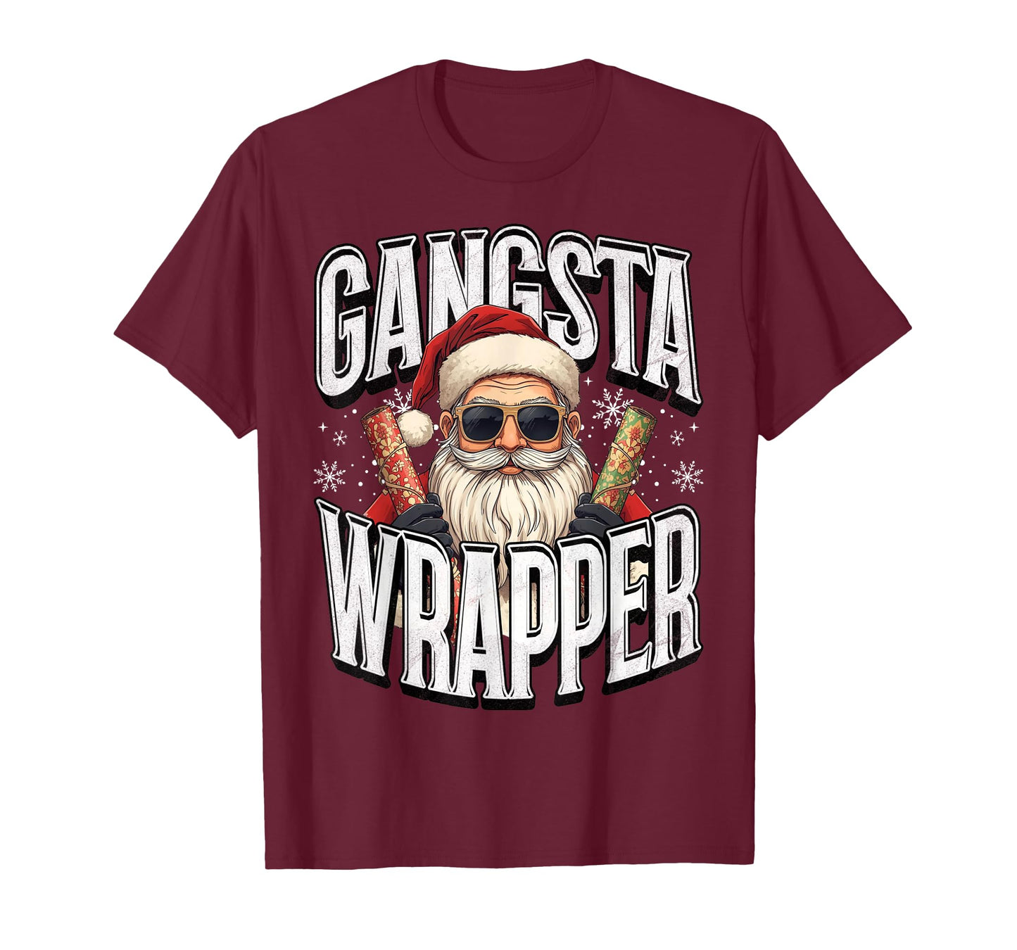 Santa Claus Gangsta Wrapper Funny Christmas Xmas T-Shirt