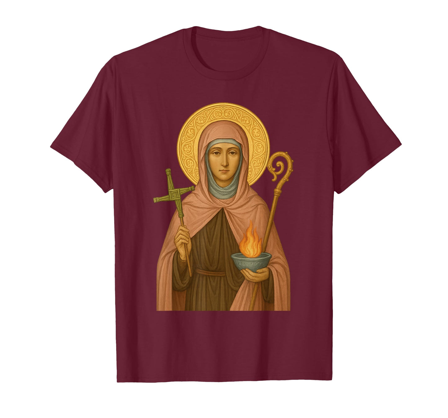 Orthodox St. Brigid of Ireland Icon - Celtic Christian T-Shirt