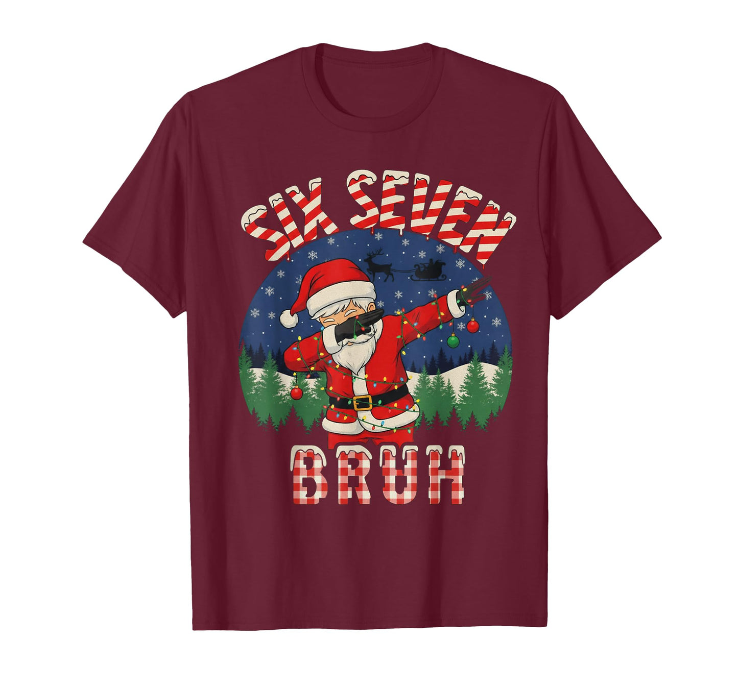 Funny Six Seven Bruh Dabbing 67 Christmas Holiday Women Kids T-Shirt