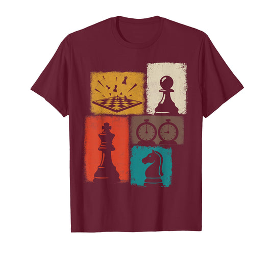 Chess Vintage Collage Player Grandmaster Board Gamer T-Shirt