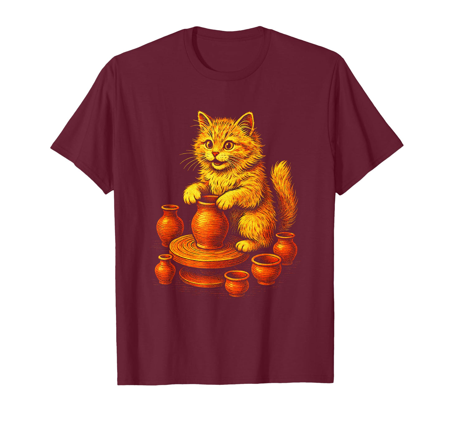 Pottery Cat - Retro Artist Kitten T-Shirt