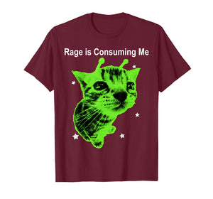 Rage is Consuming Me Alien Cat Silly Staring Cat Meme Funny T-Shirt