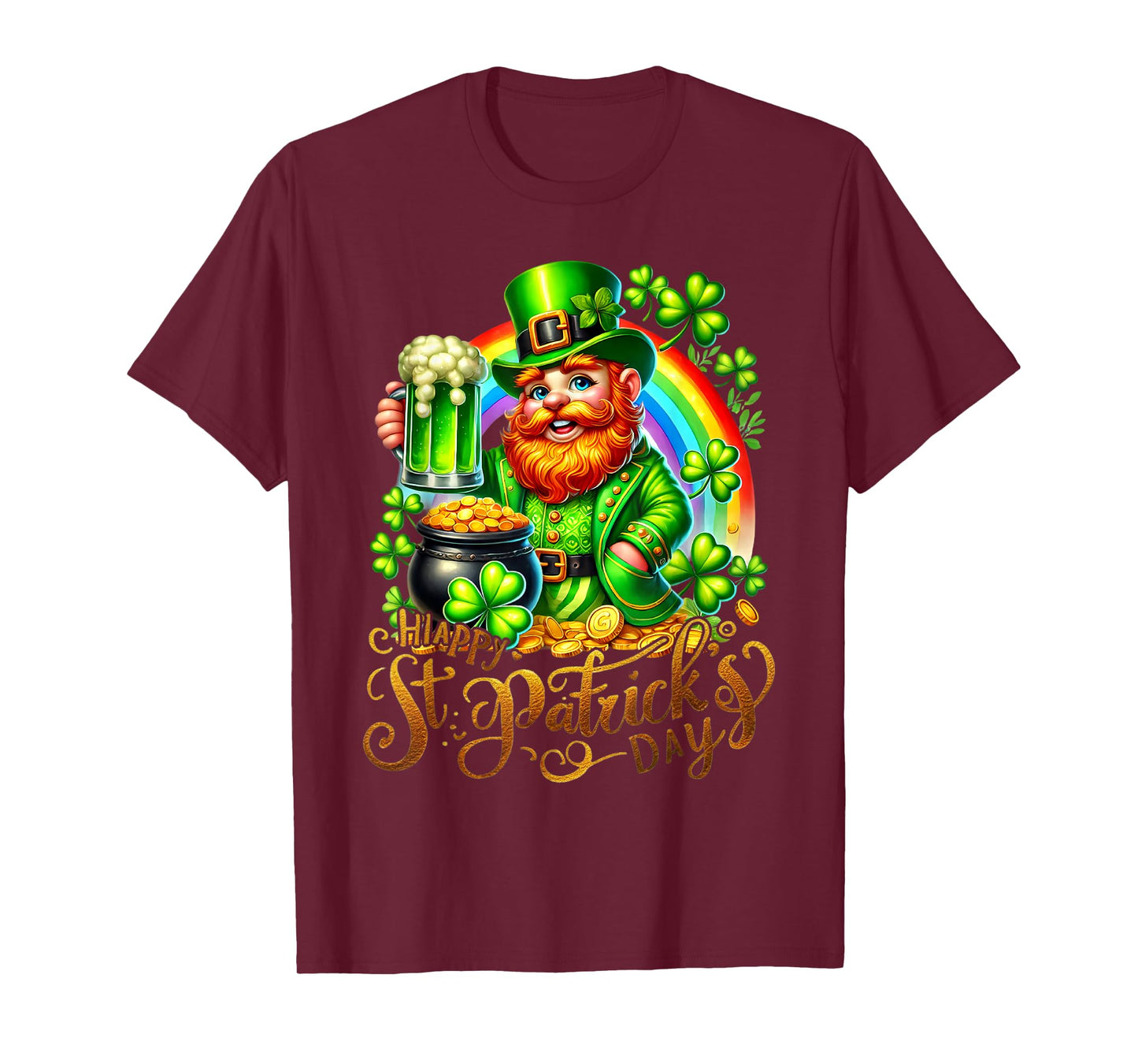 Happy St Patrick's Day Leprechaun Irish Shamrock Boys Mens T-Shirt
