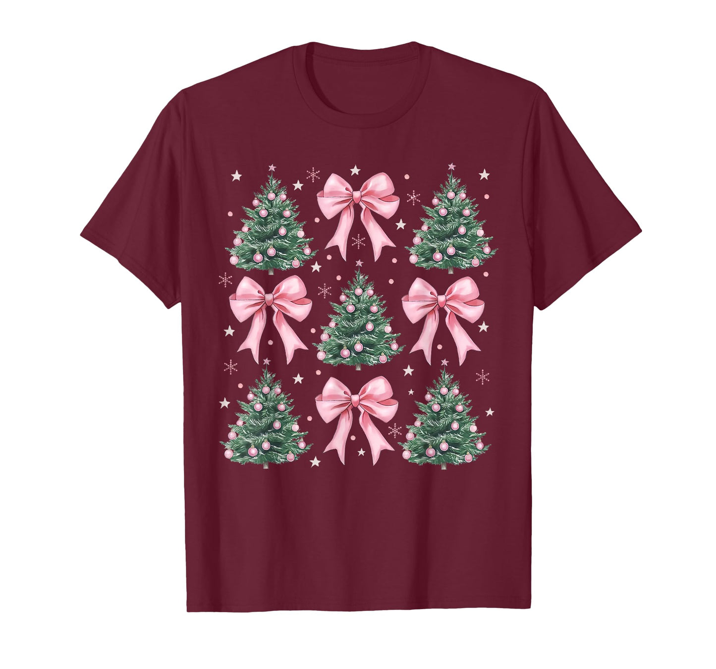 Coquette Bow Christmas Tree Xmas Holiday Girly Outfit Women T-Shirt