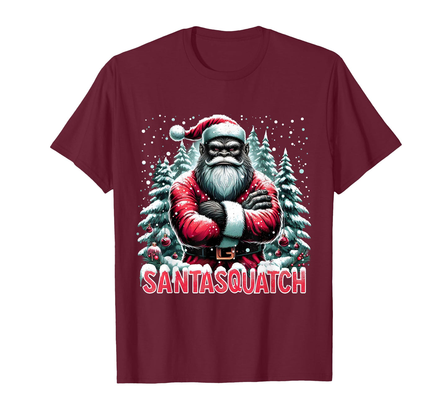 Santasquatch Funny Bigfoot Santa Christmas Art T-Shirt