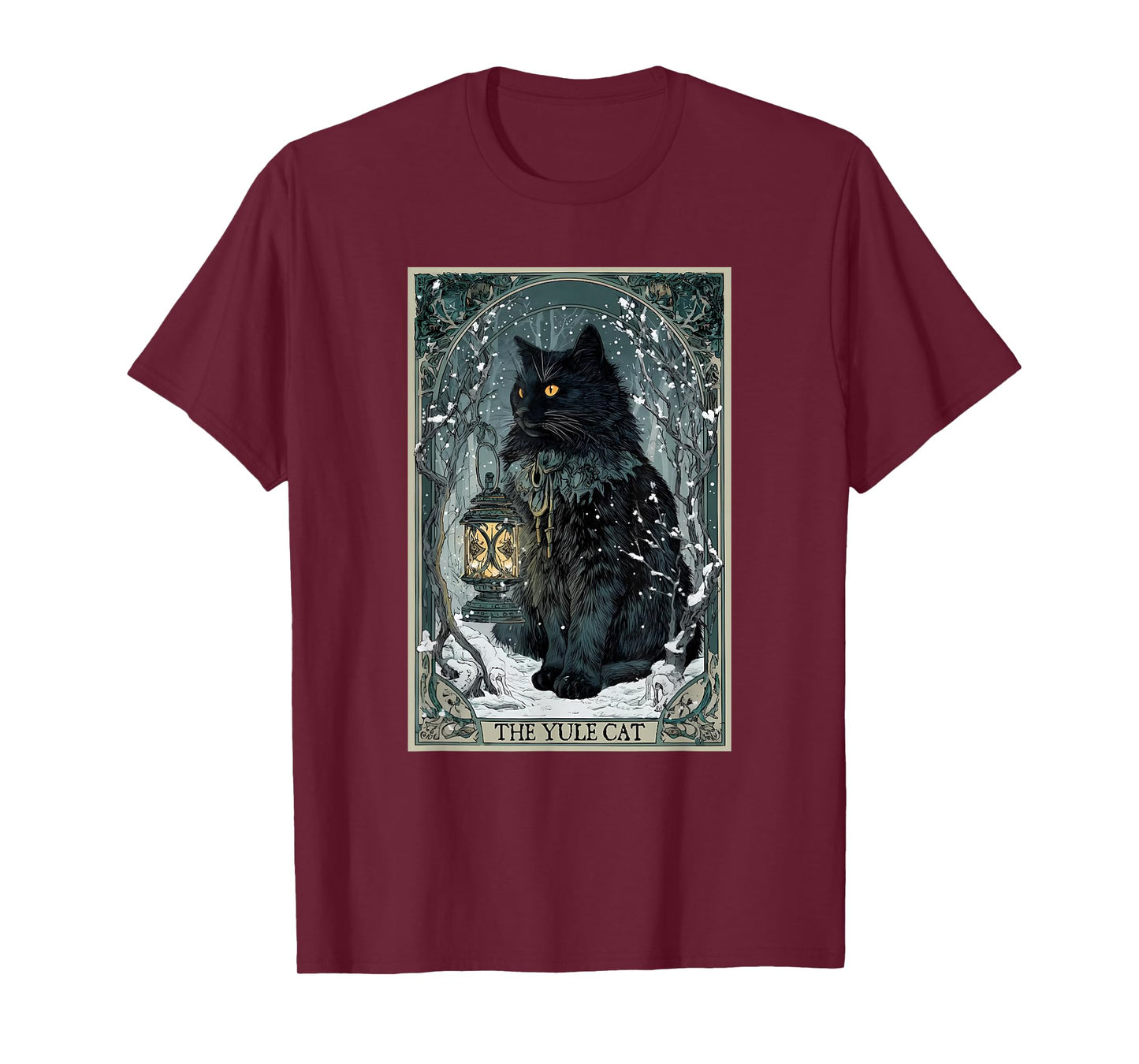 Creepmas Vintage The Yule Cat Tarot Card Dark Christmas T-Shirt