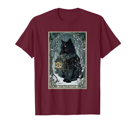 Creepmas Vintage The Yule Cat Tarot Card Dark Christmas T-Shirt