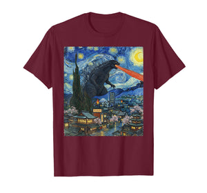 Kaiju Monster Japanese Vangogh starrynight Vintage T-Shirt