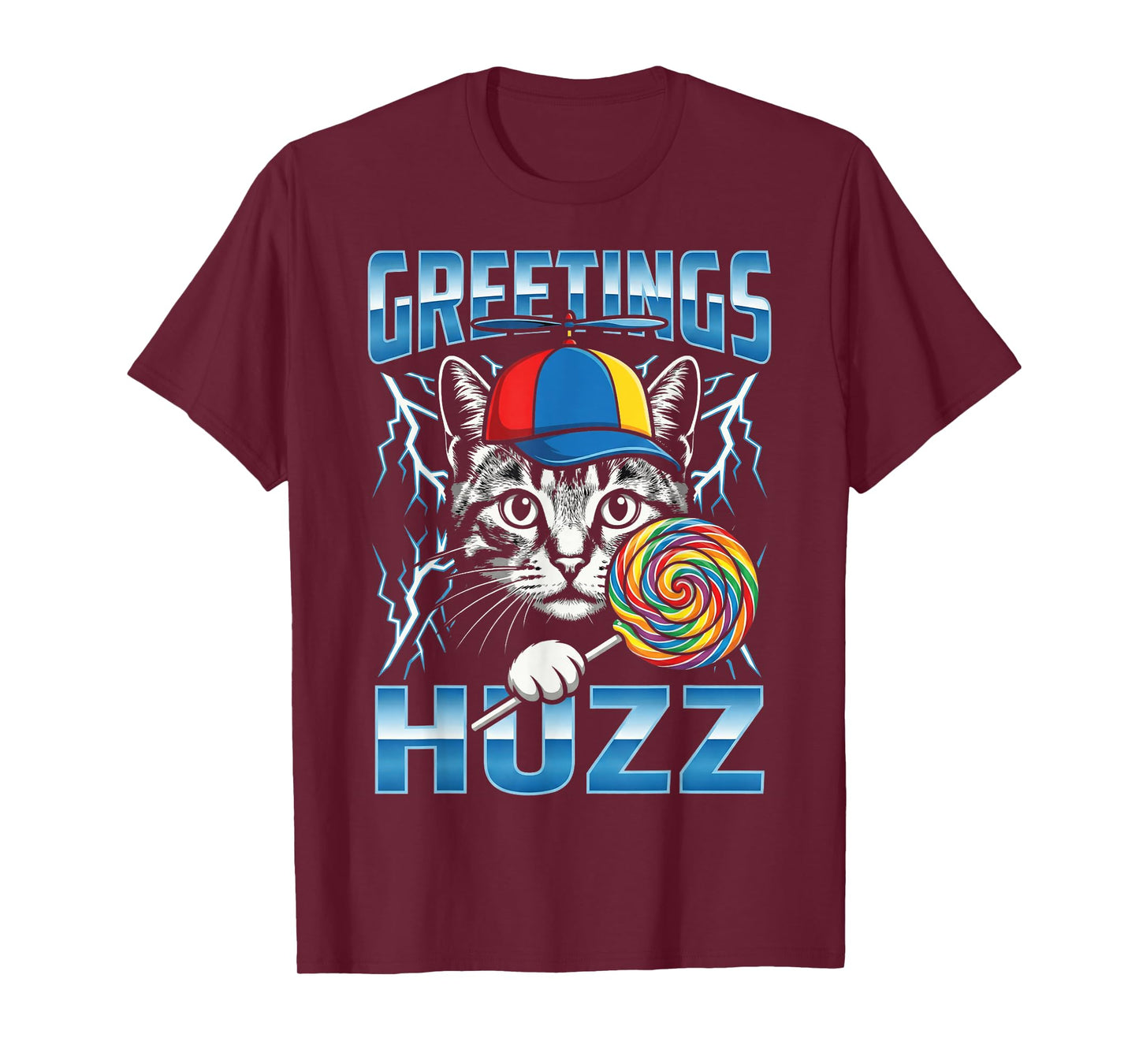 Greetings Huzz Meme Brainrot Cat Funny Gen Z Alpha Slang T-Shirt