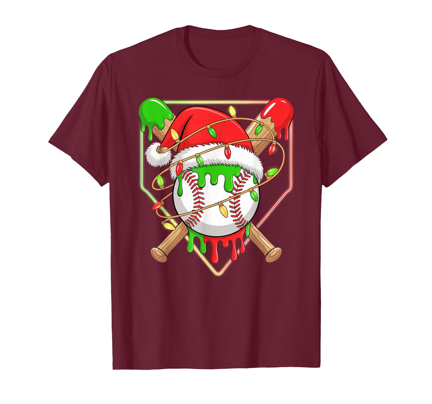 Baseball Christmas Tree Light Xmas Baseball Boys Kids T-Shirt