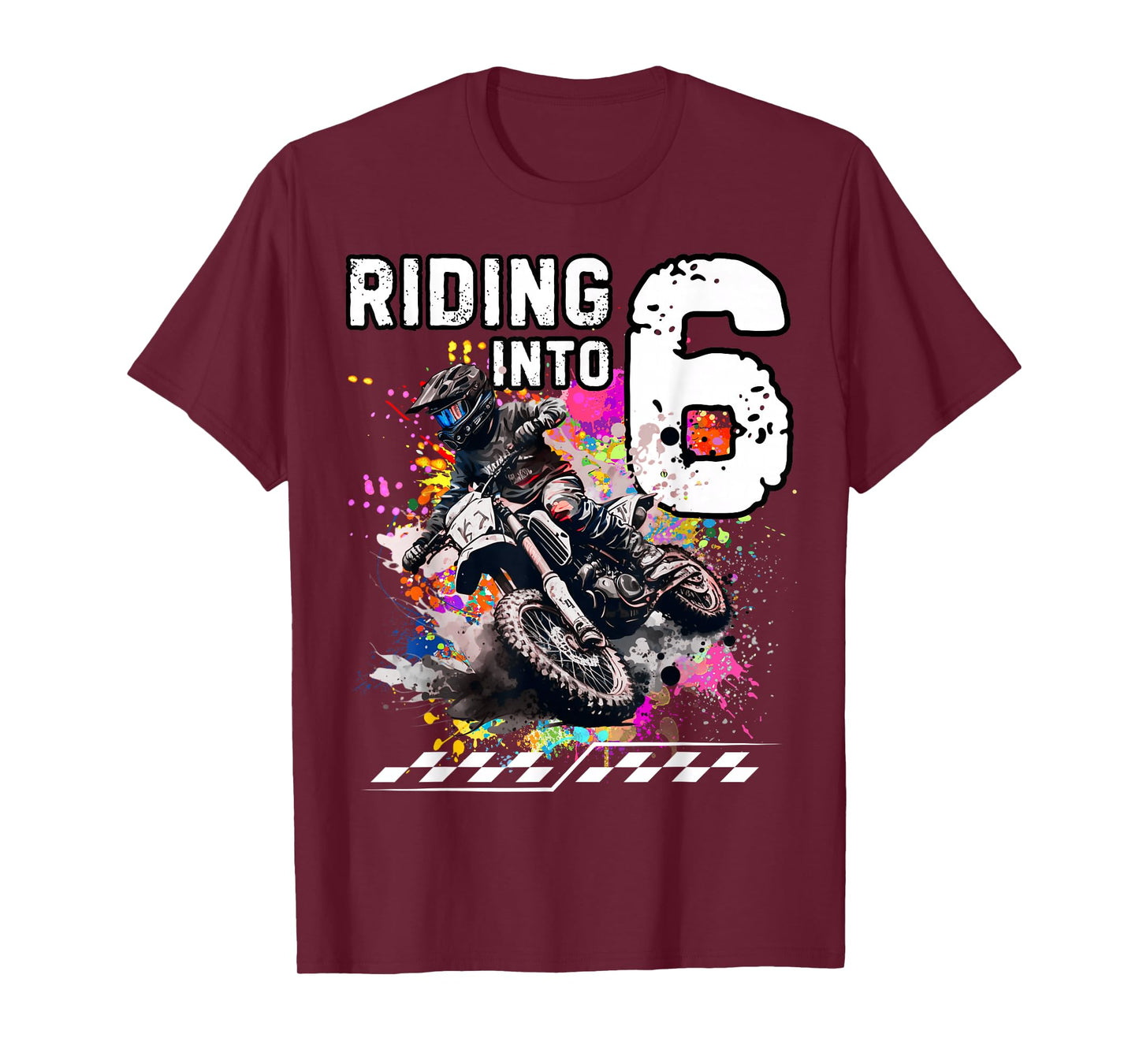 Motocross Birthday 6th Year Old Riding Into 6 MX Dirt Bike T-Shirt