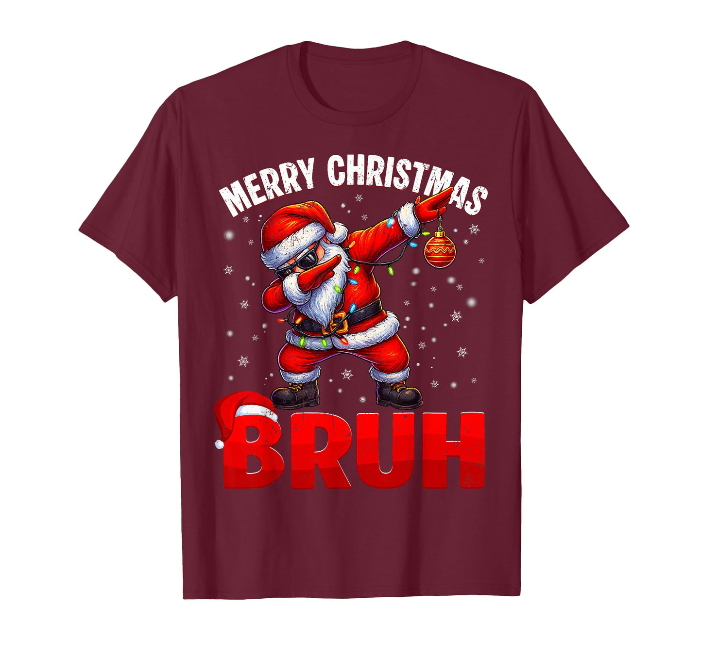 Merry Christmas Bruh Funny Santa Christmas PJs Men Boys Kids T-Shirt