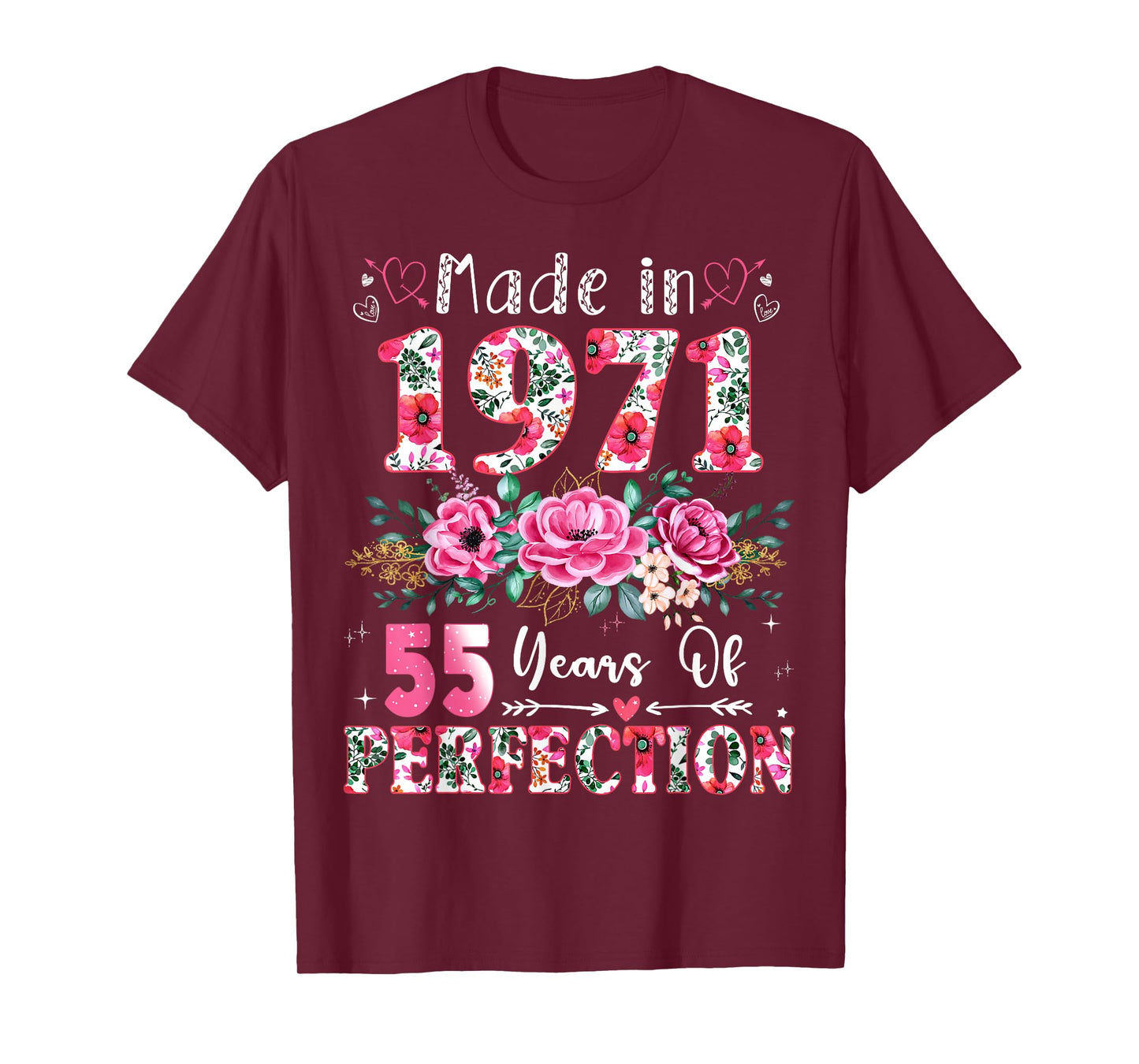 55 Year Old Made in 1971 Floral 55th Birthday Women T-Shirt