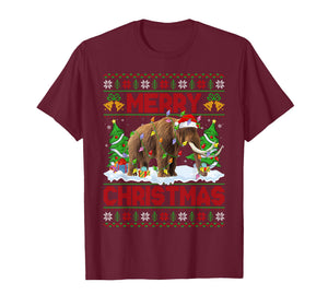 Woolly Mammoth Ugly Xmas Sweater Animal Lights Christmas T-Shirt