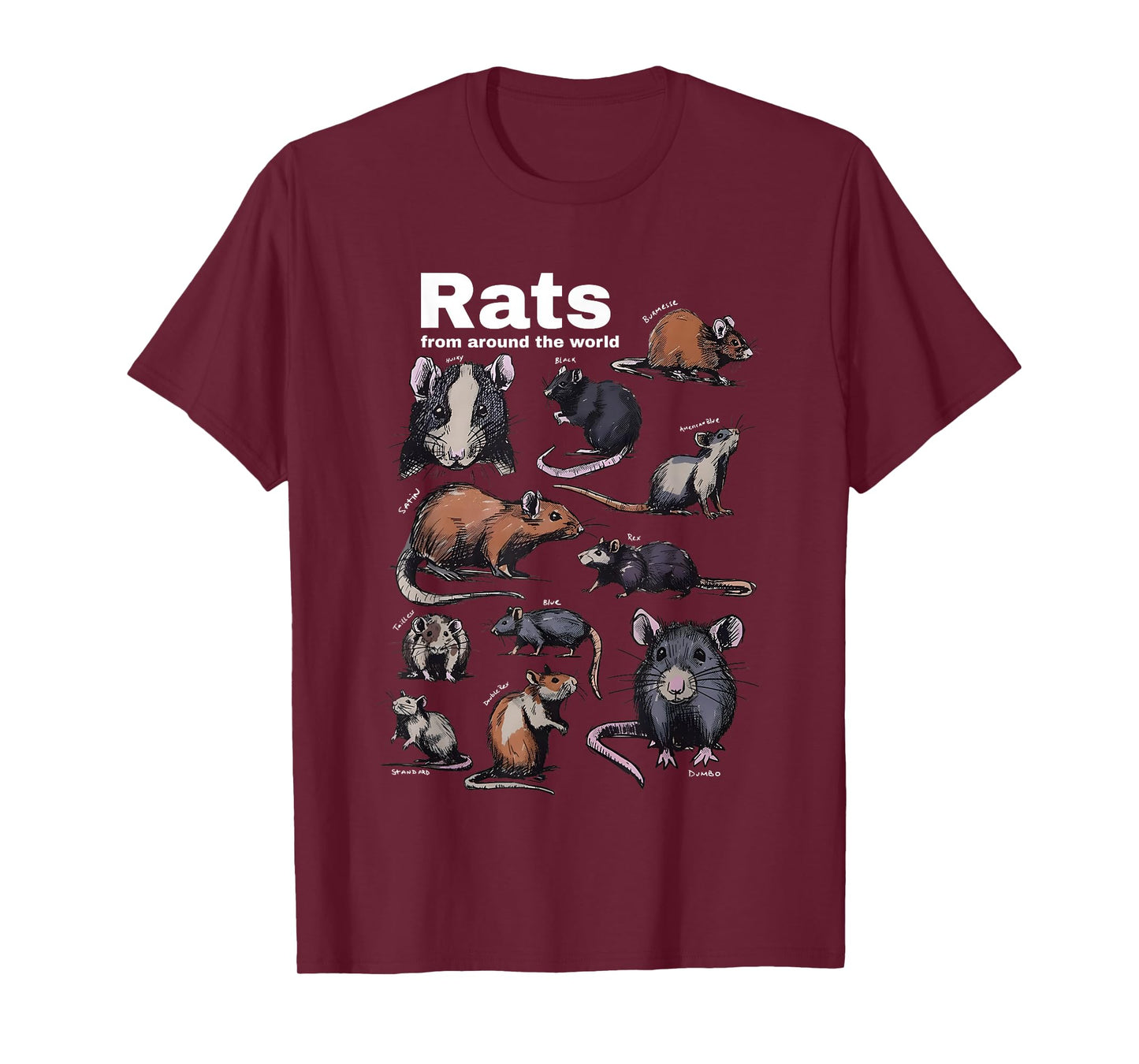 Rats from Around The World Vintage Rodent Chart T-Shirt