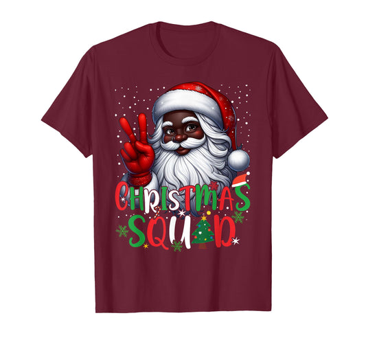 Christmas Squad Santa Afro Men Proud Black African American T-Shirt