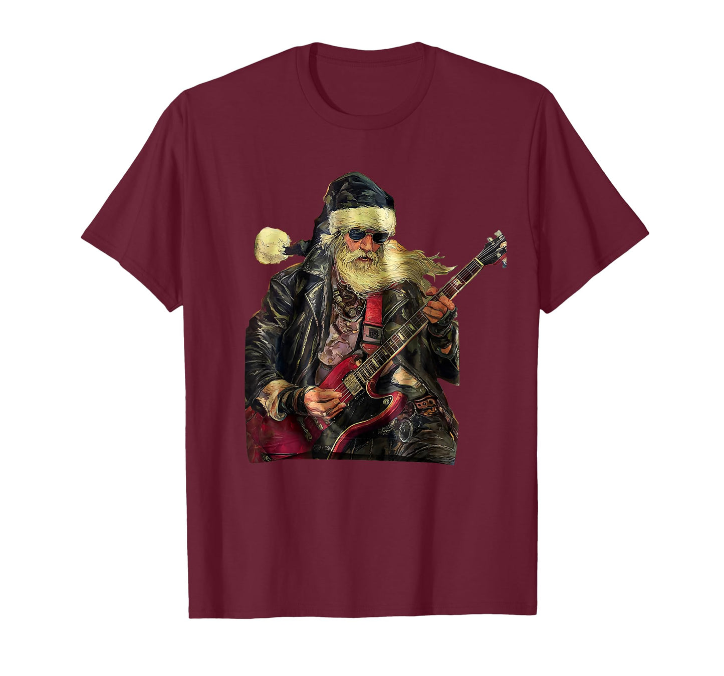 Rock Christmas Santa Claus Playing Guitar Art Print T-Shirt