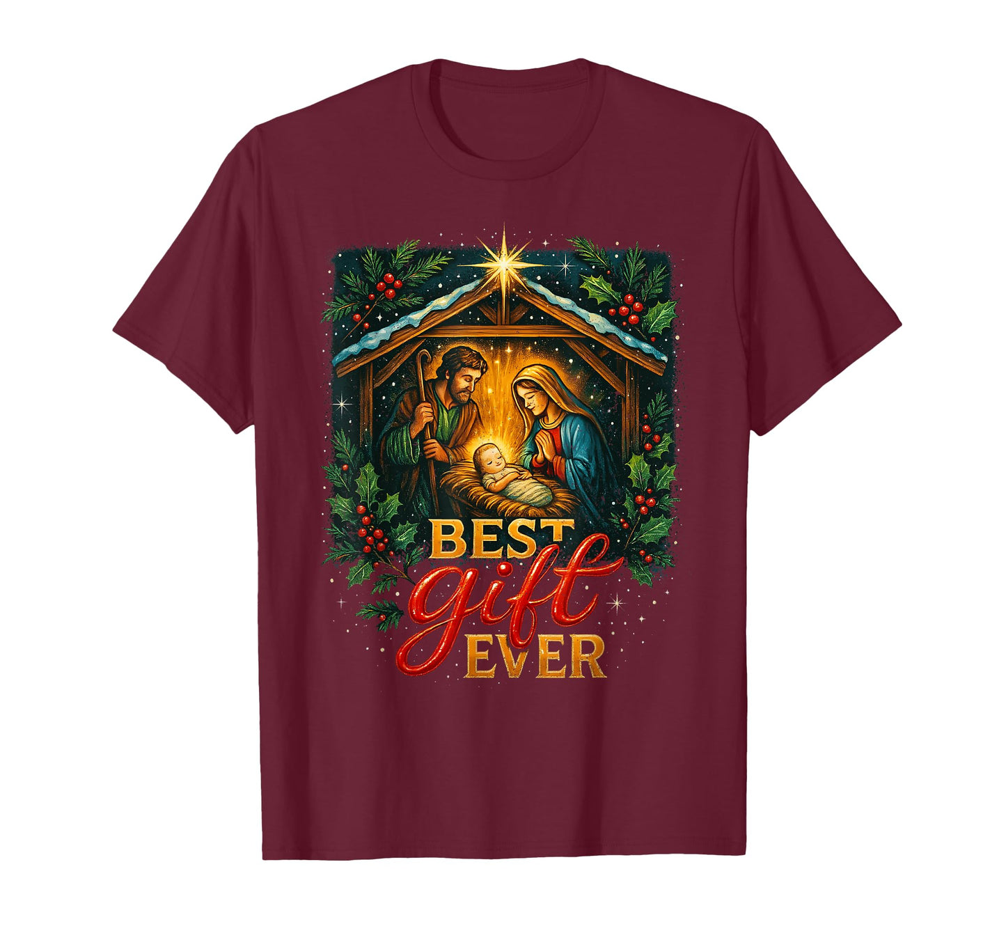 Jesus Nativity Scene Faithful Christmas Christian Design T-Shirt