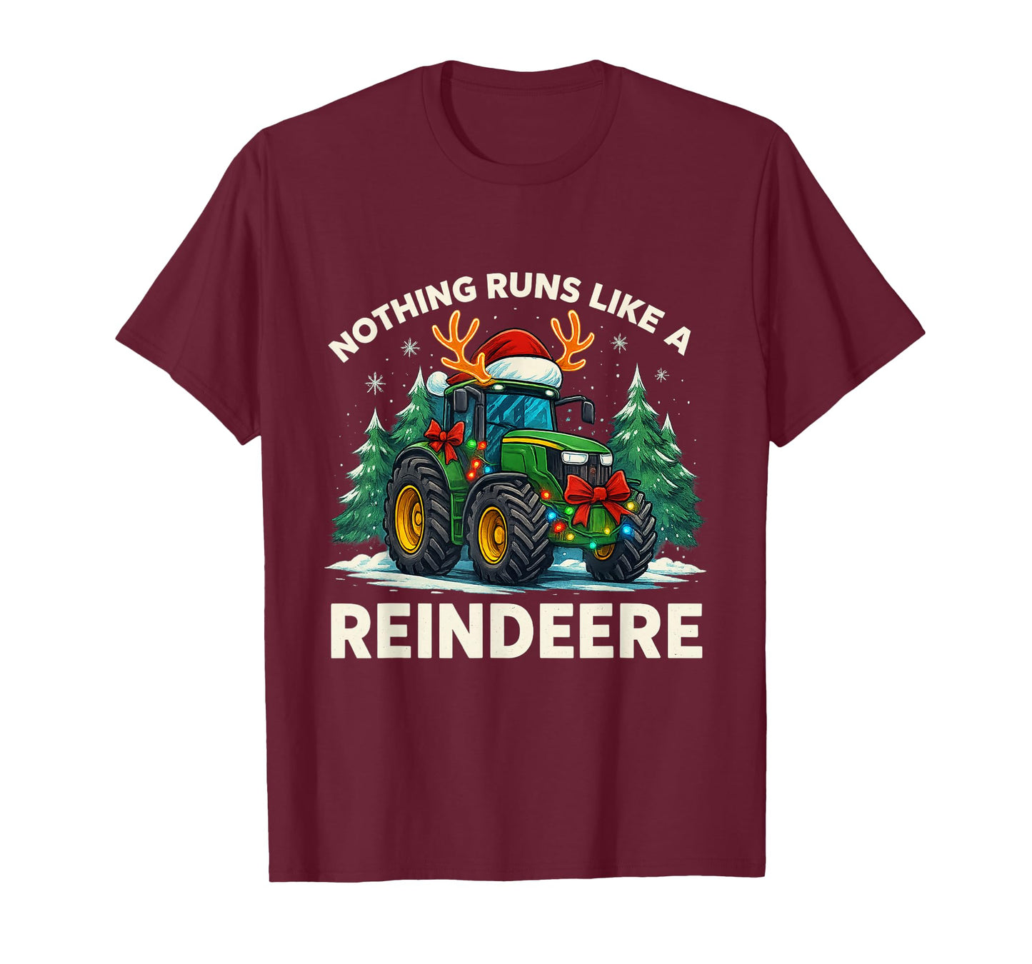 Funny Christmas Tractor Nothing Runs Like a Reindere T-Shirt