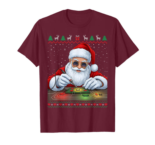 Santa Claus Soldering Circuit Board Christmas T-Shirt