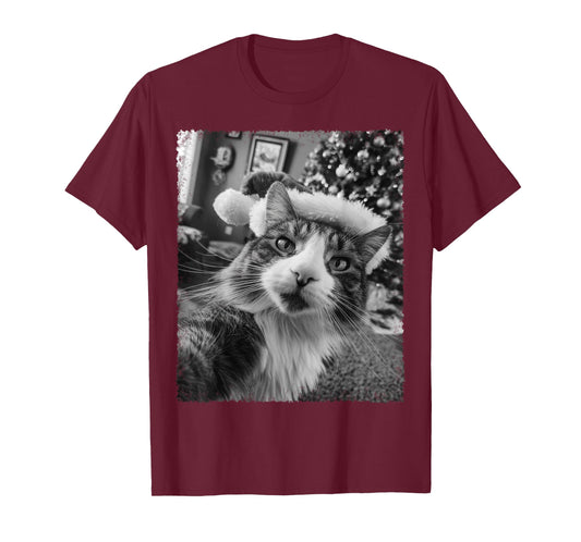 Funny Cat Selfie Christmas Tree T-Shirt