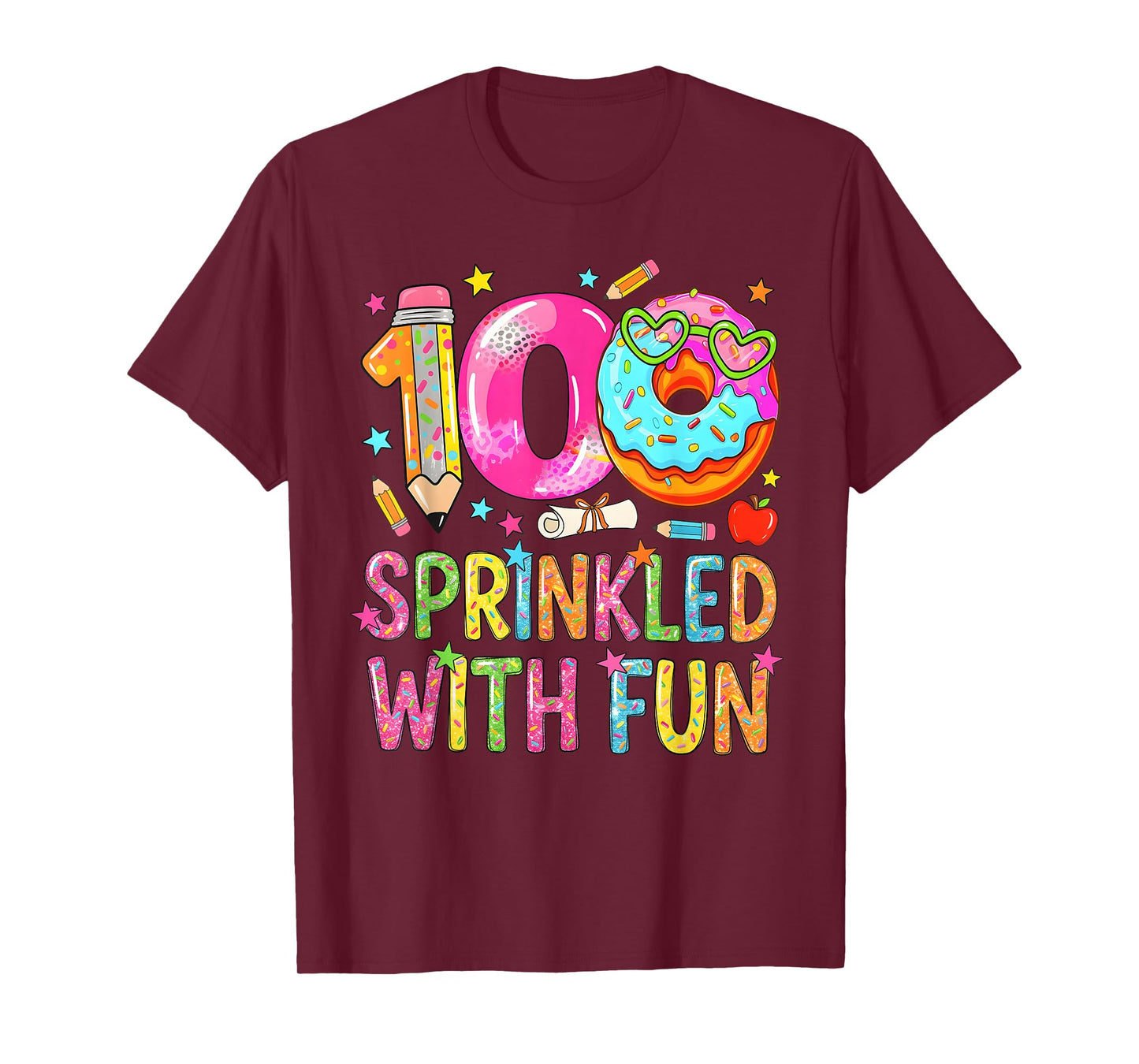 100 Days Sprinkled with Fun Donut 100th Day of School Girls T-Shirt