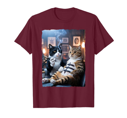 Cat Tattooing Cat Funny Meme Inked Kitty Humor Tattoo Artist T-Shirt