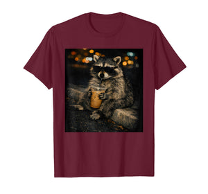 Funny Raccoon Wear Sunglasses Drinking Iced Coffee Meme T-Shirt