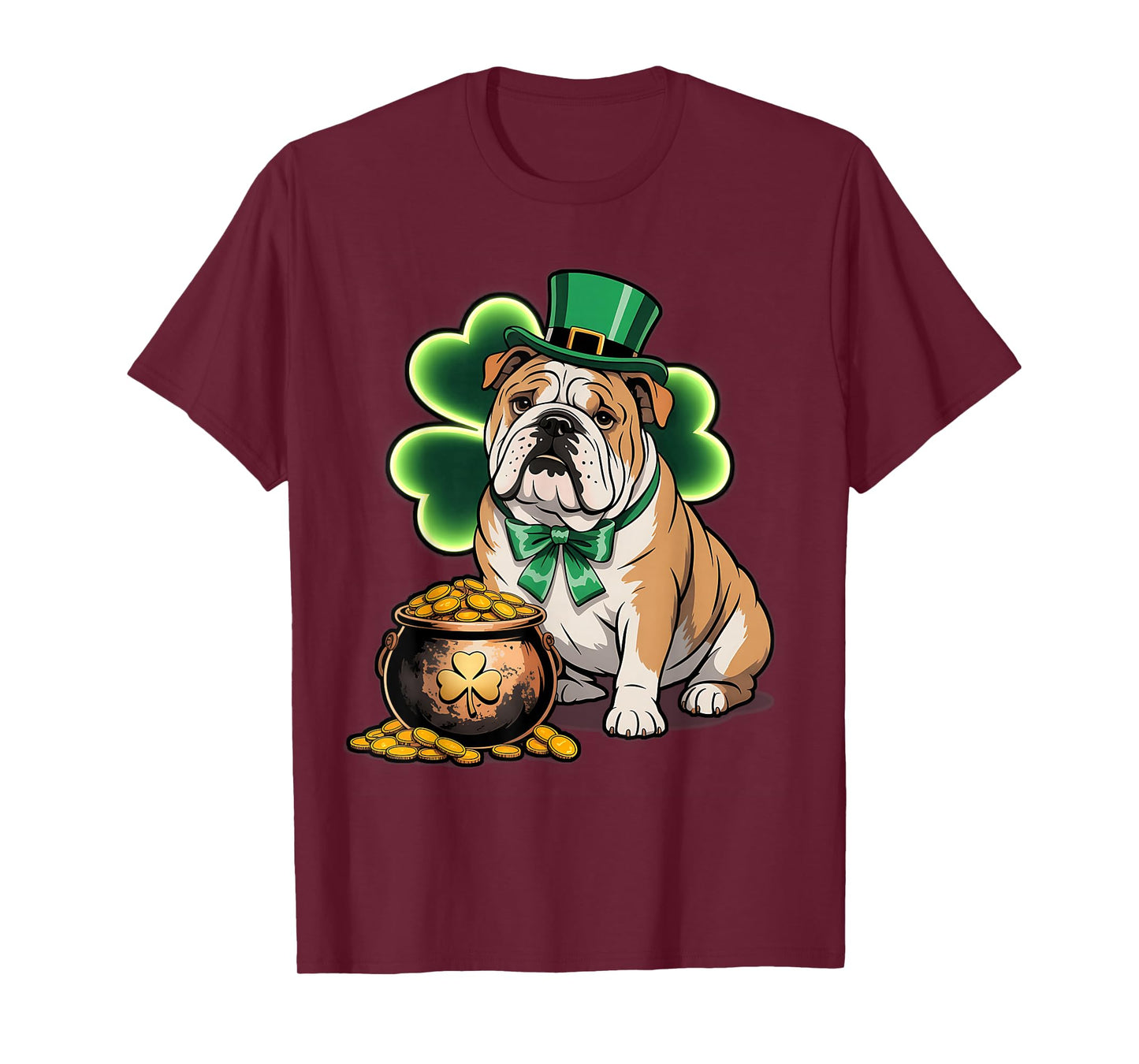 Cute English Bulldog Shamrock Women Men St Patricks Day T-Shirt