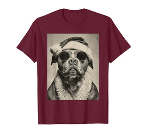 Funny Pit Bull with Sunglasses Retro Christmas Festive Dog T-Shirt