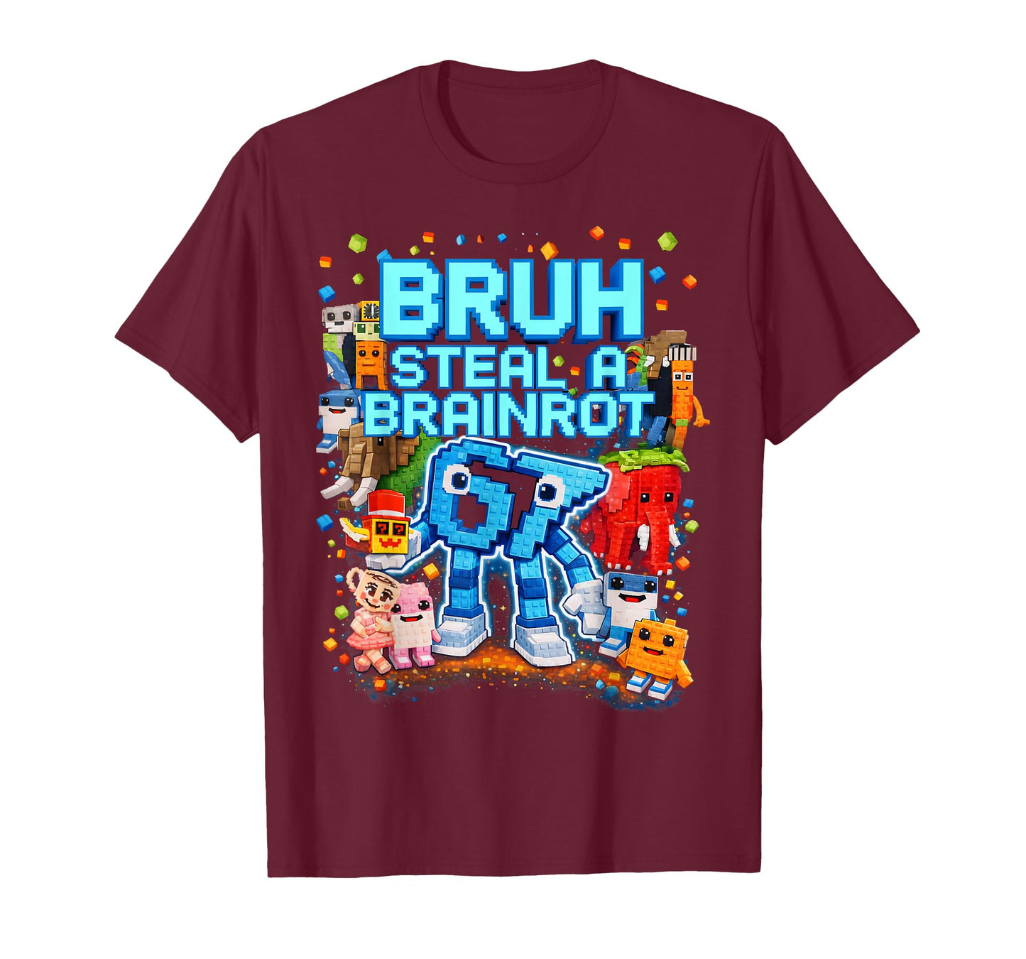 Bruh Steal A Brainrot Funny Gaming Meme Gift for Men Kid Boy T-Shirt