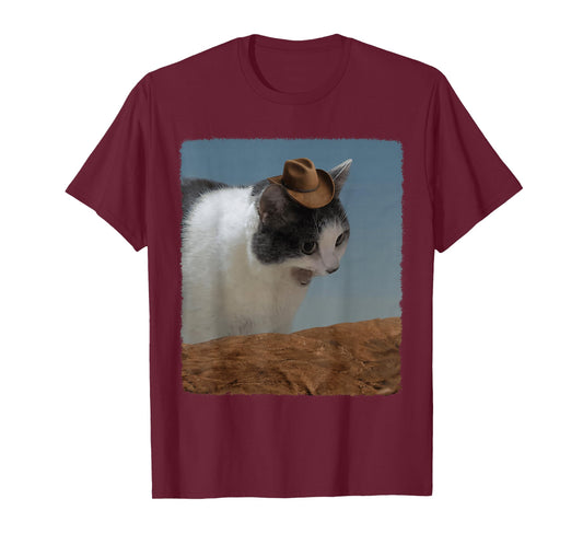 Screaming Cowboy Funny Cat Meme Kitten Meme Cat Lover T-Shirt