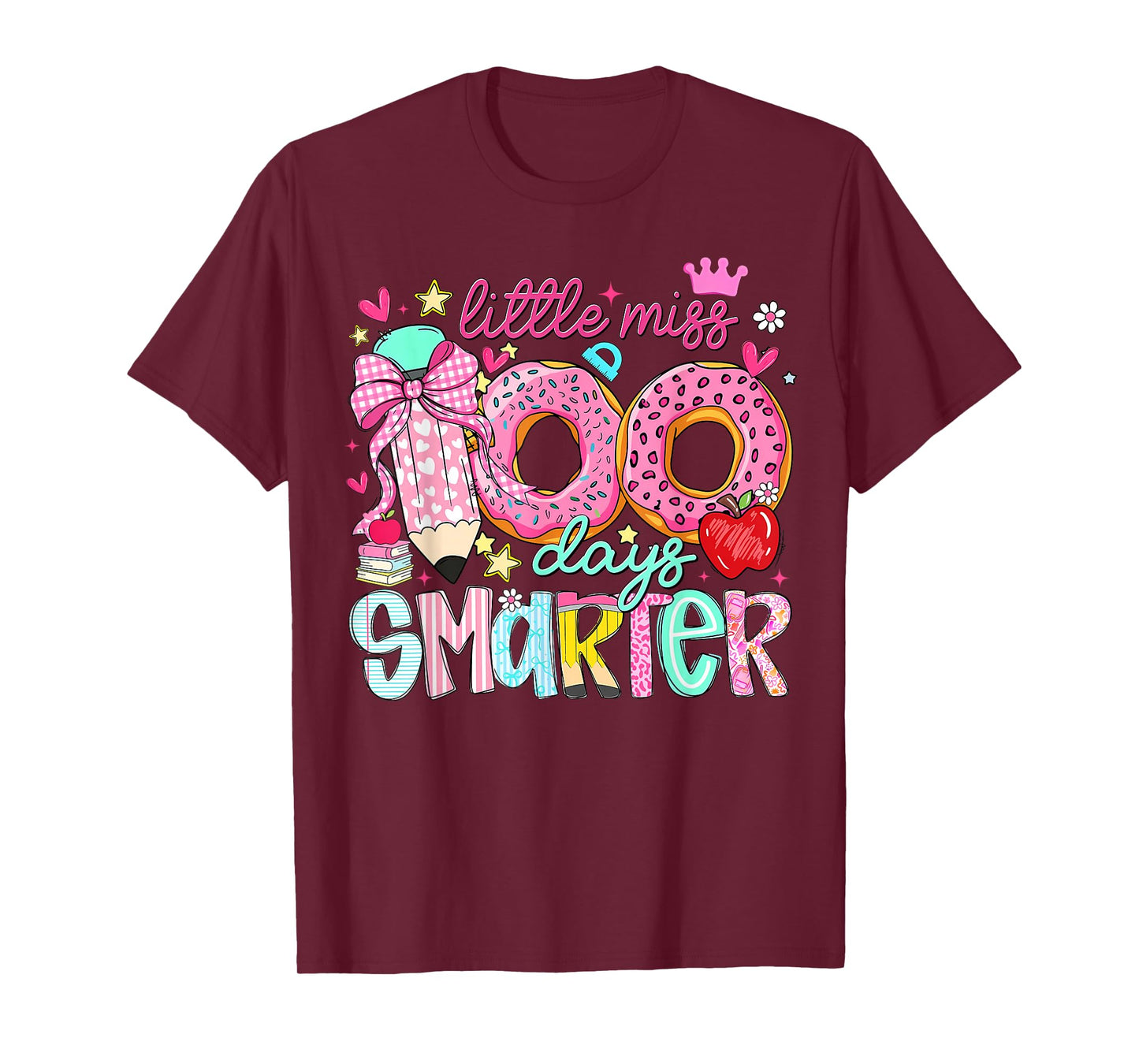 Little Miss 100 Days Smarter Kids Girls 100th Day of School T-Shirt