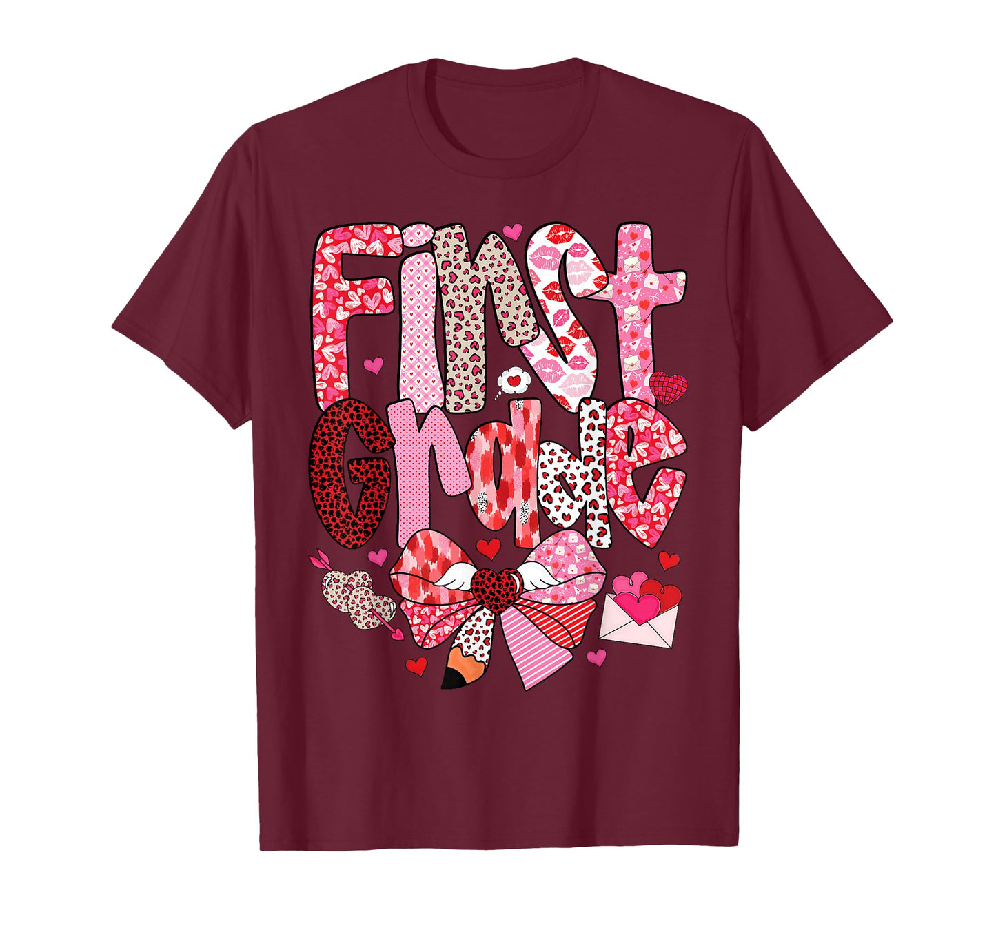 First Grade Teacher Valentine Design for Classroom Fun T-Shirt