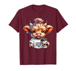 Coffee Mood On Highland Cow Coffee Addict Coffee Lover T-Shirt