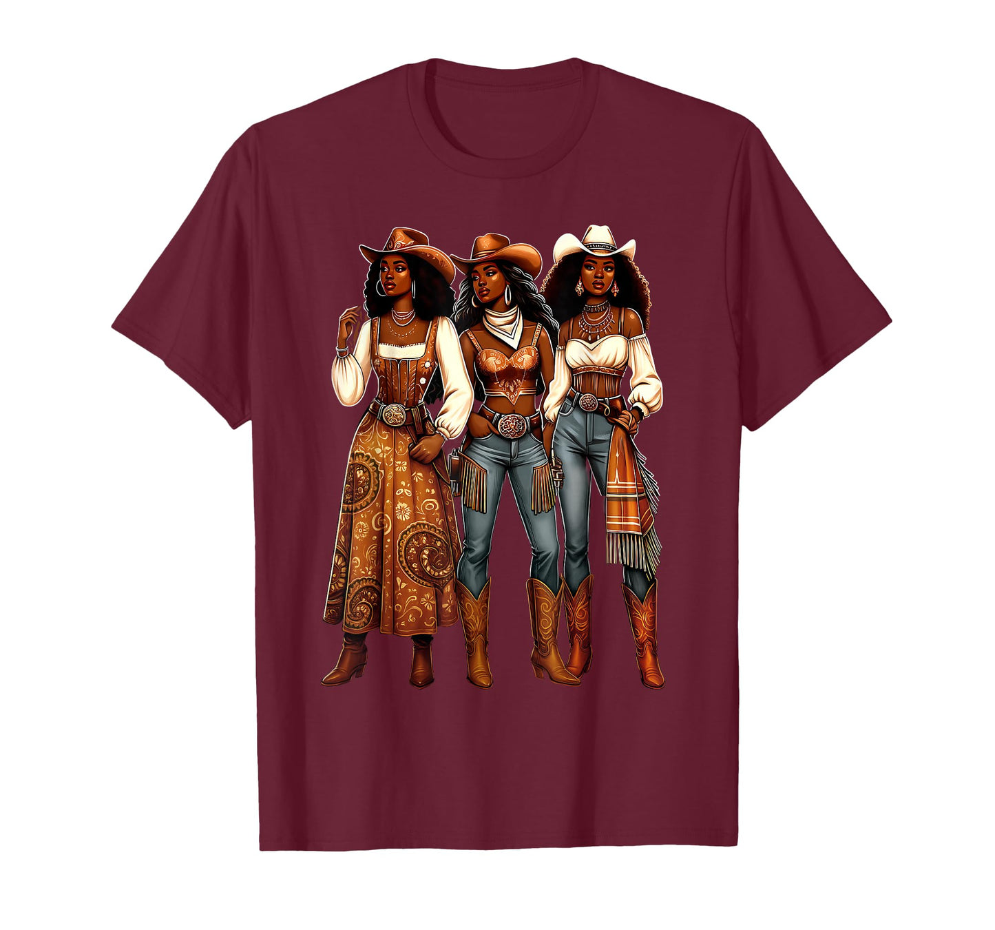 Cowgirl Western Afro Black Women African Black History Month T-Shirt