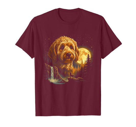 Goldendoodle Howling to The Moon Vintage Funny Goldendoodle T-Shirt