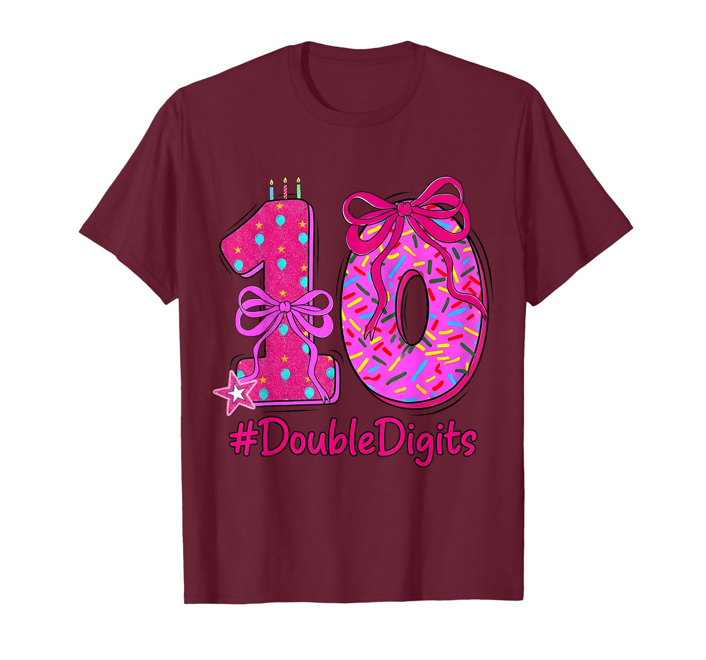 10th Birthday Girl Pink Coquette Bow 10 Year Old Teens T-Shirt