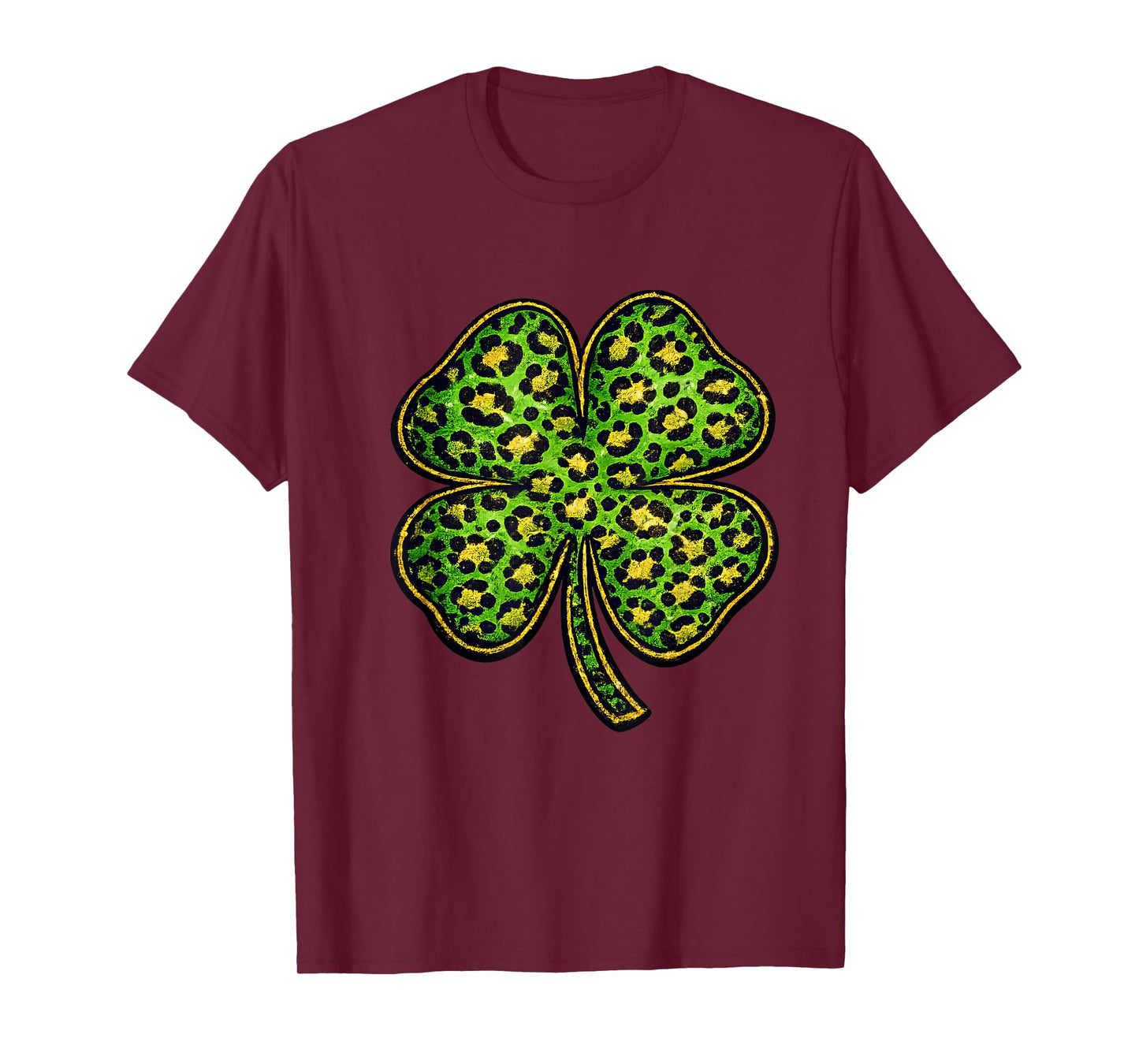 Leopard Shamrock Clover Cheetah Print St Patricks Day T-Shirt