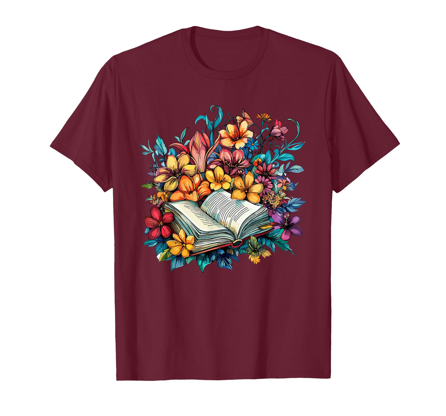 Open Book with Colorful Floral Reading Magic T-Shirt