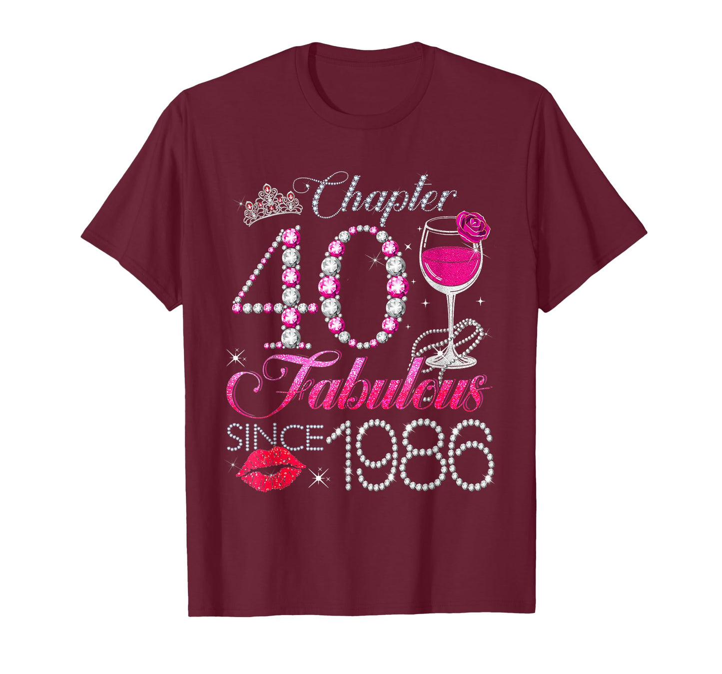 Chapter 40 Fabulous Since 1986 40th Birthday Queen Diamond T-Shirt