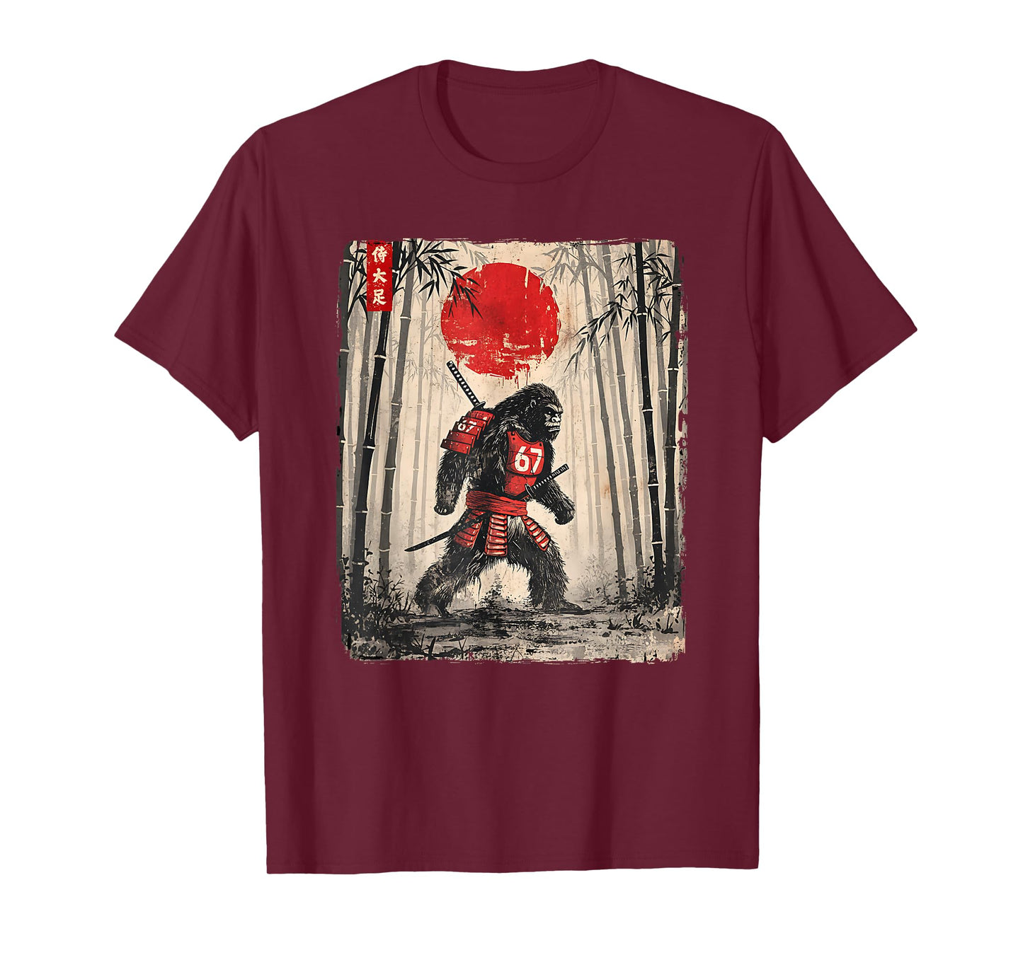 Funny Six Seven 67 Number Meme Samurai Bigfoot Japanese T-Shirt