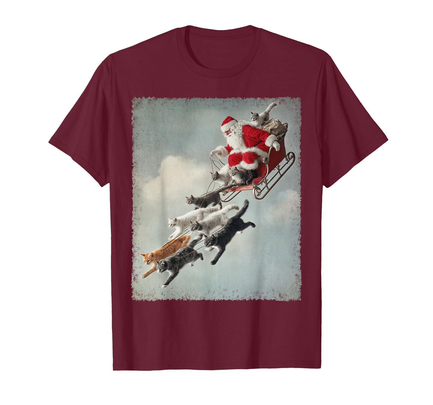 Cats Pulling Santa's Sleigh Christmas T-Shirt