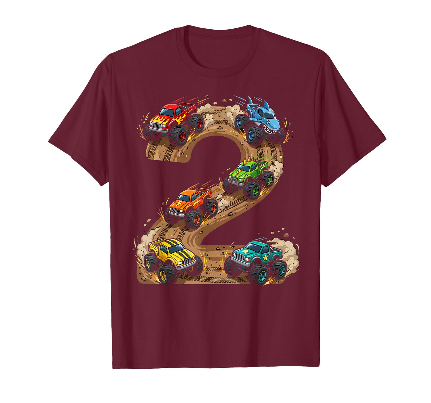 2 Year Old Monster Truck Boy Toddler 2nd Birthday Party T-Shirt