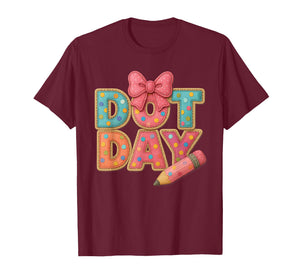 Dot Day Polka Letters with Cute Bow Pencil School Girls Kids T-Shirt