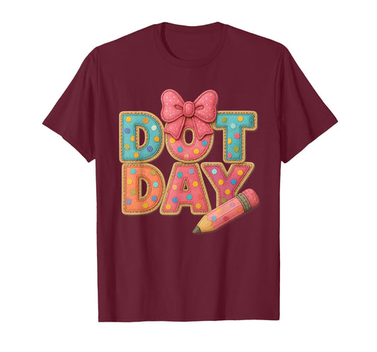 Dot Day Polka Letters with Cute Bow Pencil School Girls Kids T-Shirt